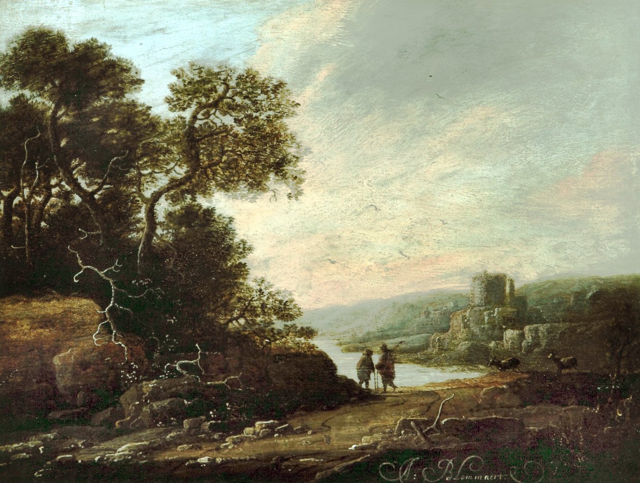 Landschaft mit Burgruinen von Abraham Blommaert