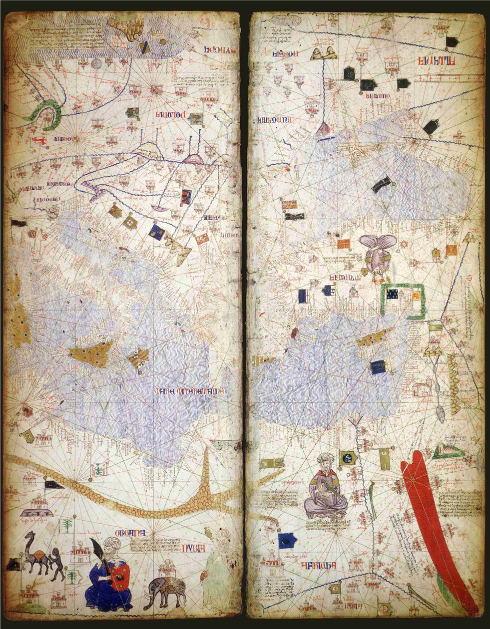 Katalanischer Atlas, Blatt 7 und 8 von Abraham Cresques