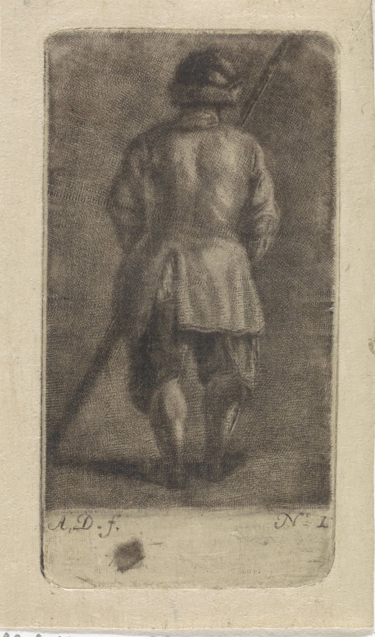 Mann mit Stock, von hinten gesehen von Abraham Delfos
