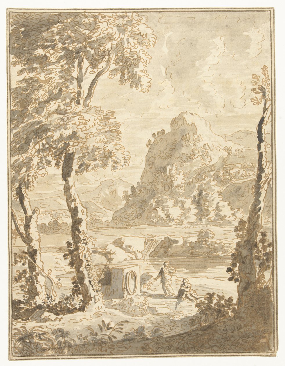 Arkadische Landschaft mit kleinen Figuren von Abraham Genoels (II)