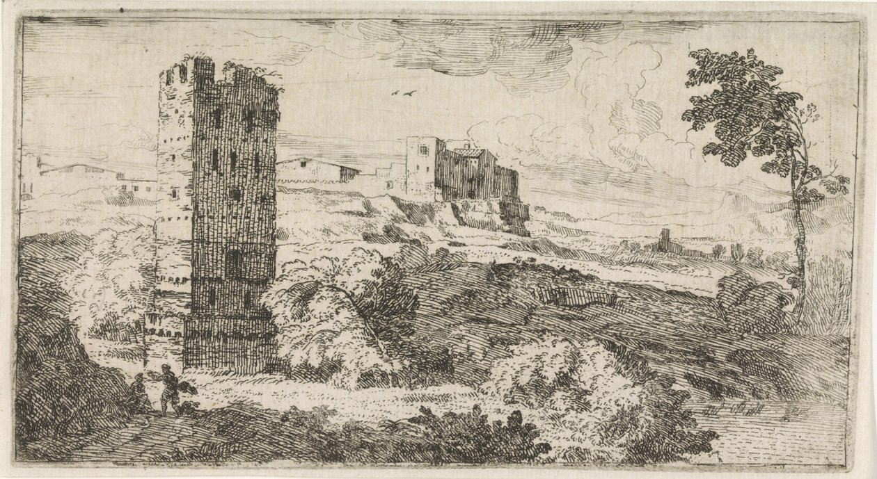 Landschaft mit quadratischem Turm von Abraham Genoels