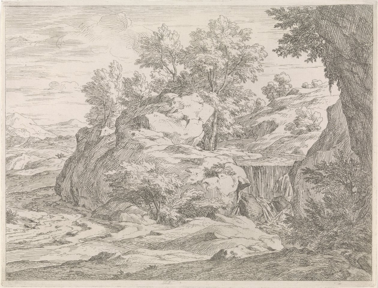 Landschaft mit Wasserfall von Abraham Genoels