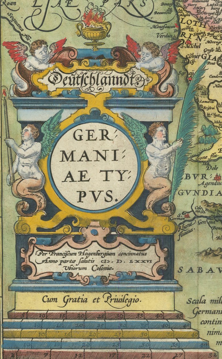 Kartusche mit integrierten Skalen, 1608 von Abraham Ortelius