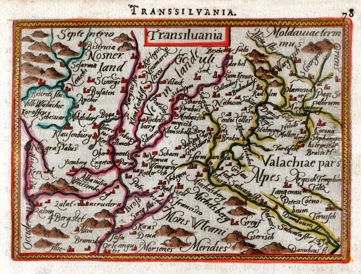 Karte von Transsilvanien 1590 von Abraham Ortelius