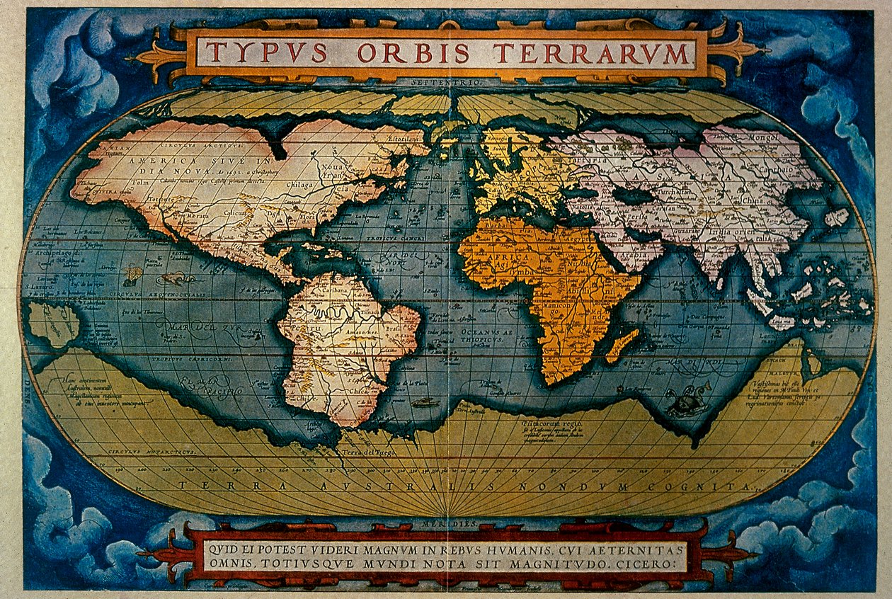 Das Planisphär, Kartographie von Anversa, 1571 von Abraham Ortelius