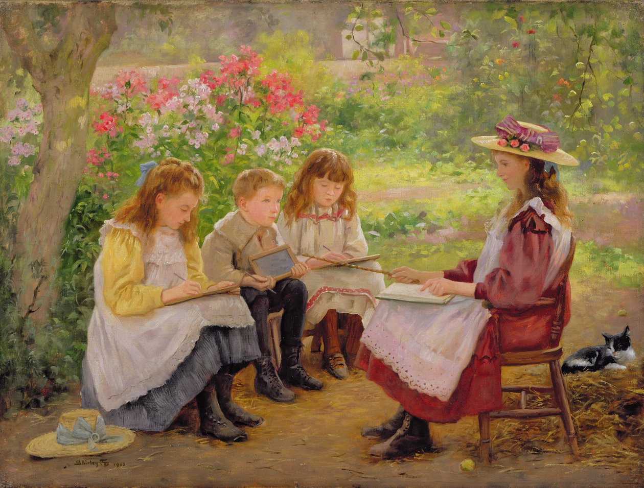 Unterricht im Garten, 1900 von Ada Shirley Fox