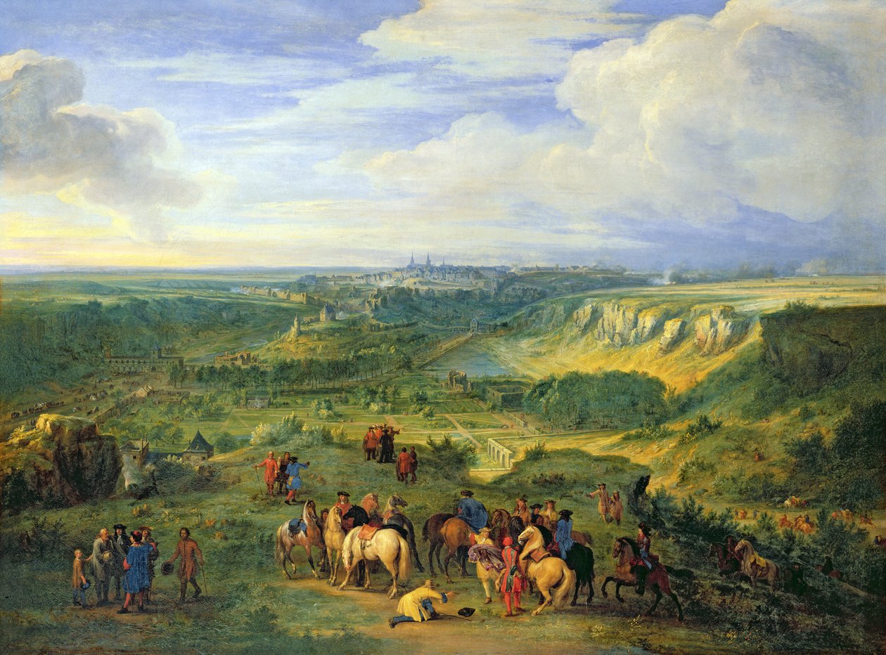 Blick auf die Stadt Luxemburg von den Mansfeld-Bädern, 1684 von Adam Frans van der Meulen