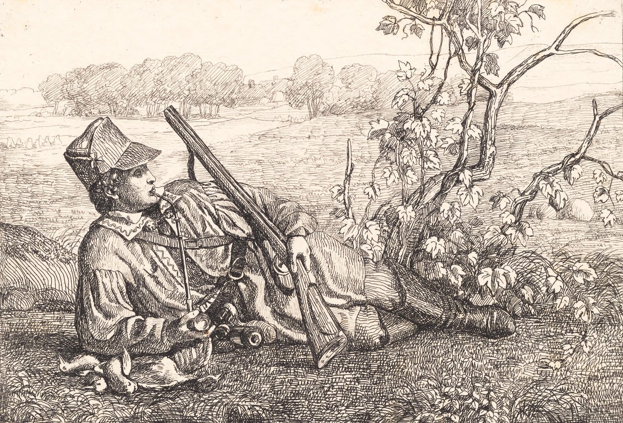 Landschaft mit einem ruhenden Jäger von Adam Müller