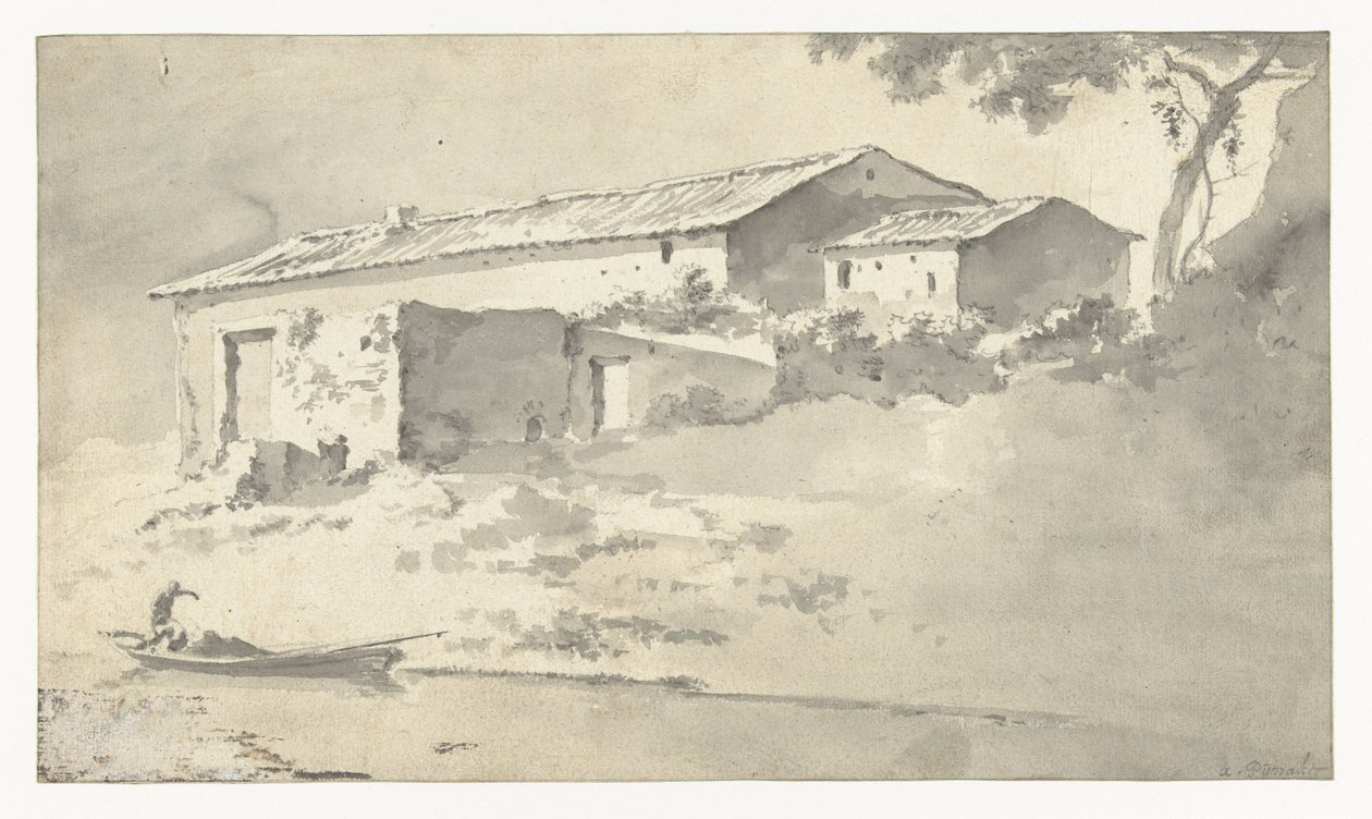 Haus in einer südlichen Landschaft von Adam Pijnacker