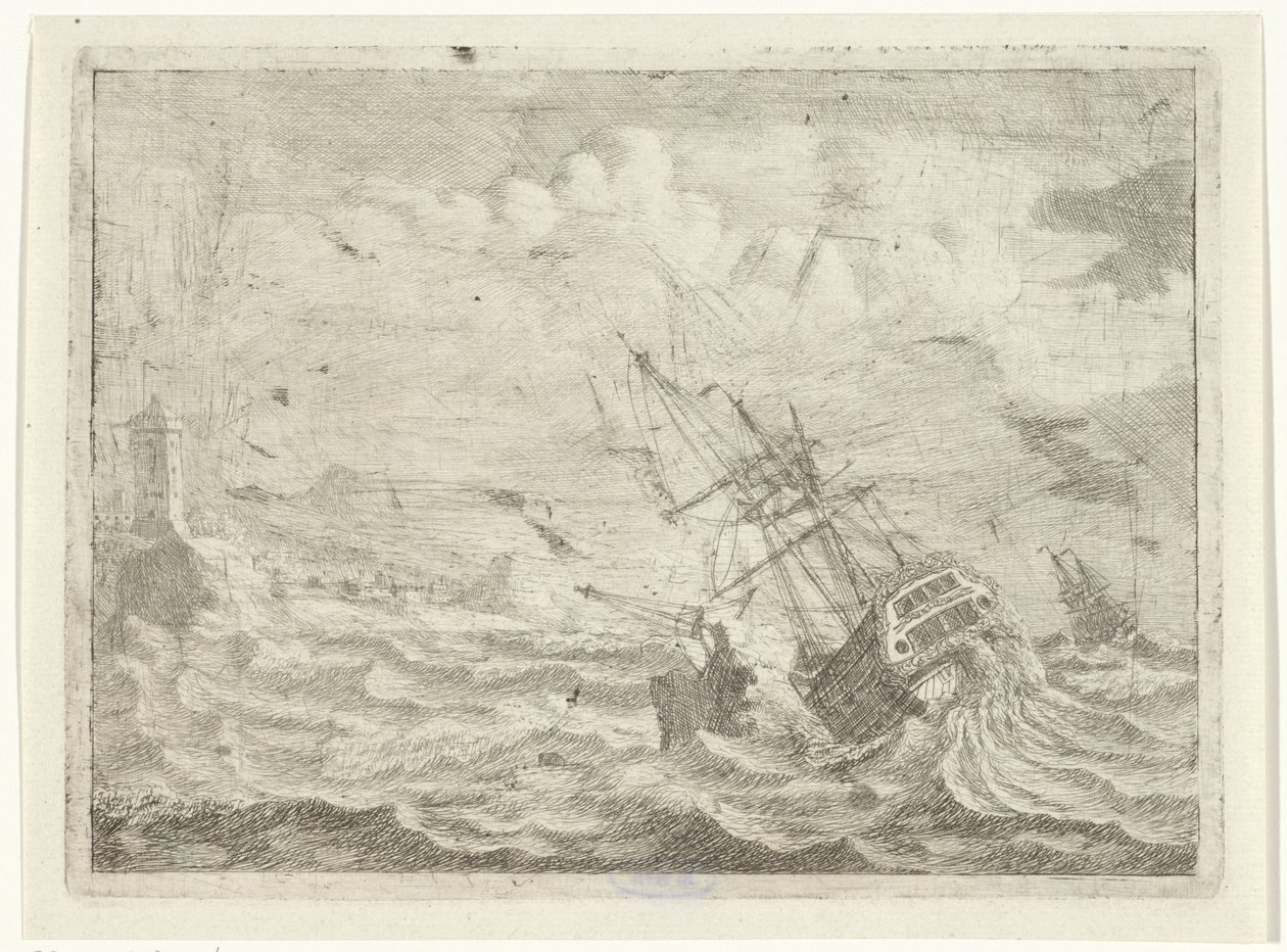 Meeresansicht mit Schiff in Not von Adam Silo