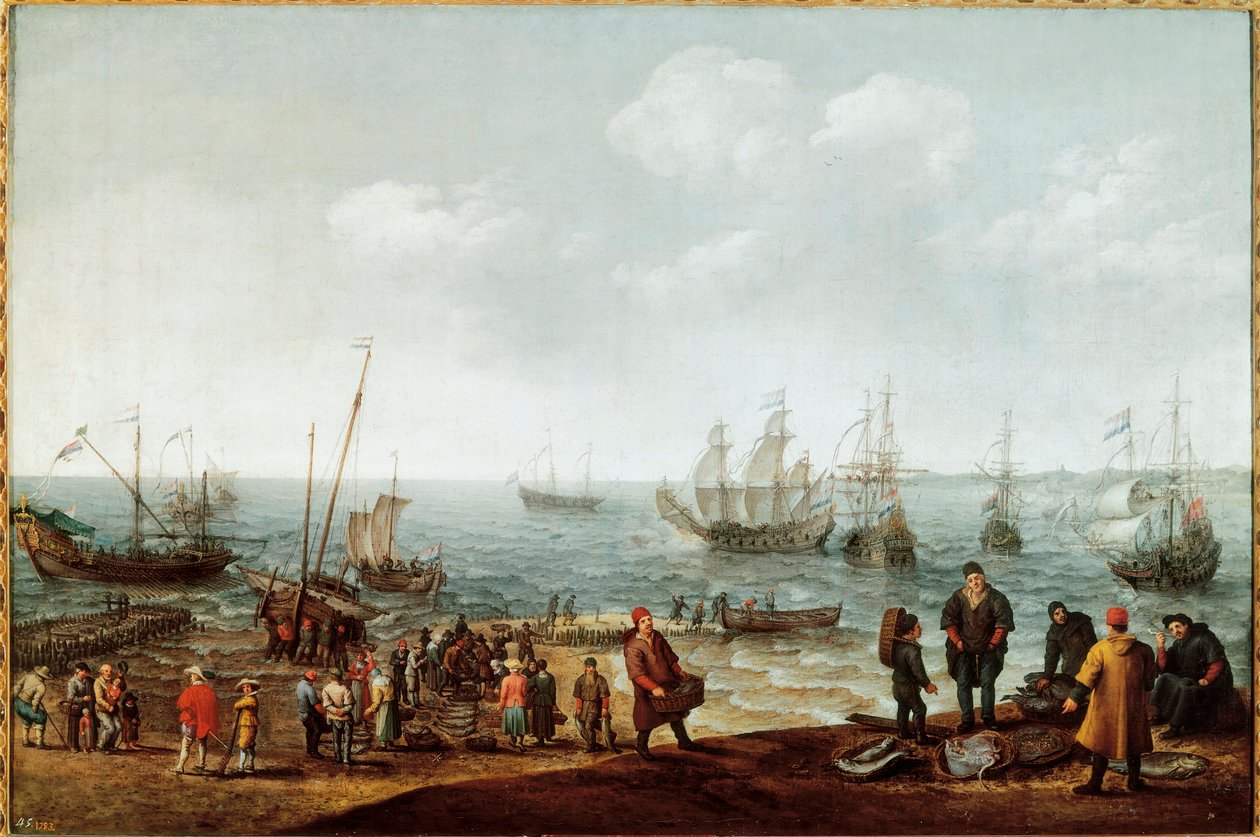 Strand mit Fischern von Adam Willaerts