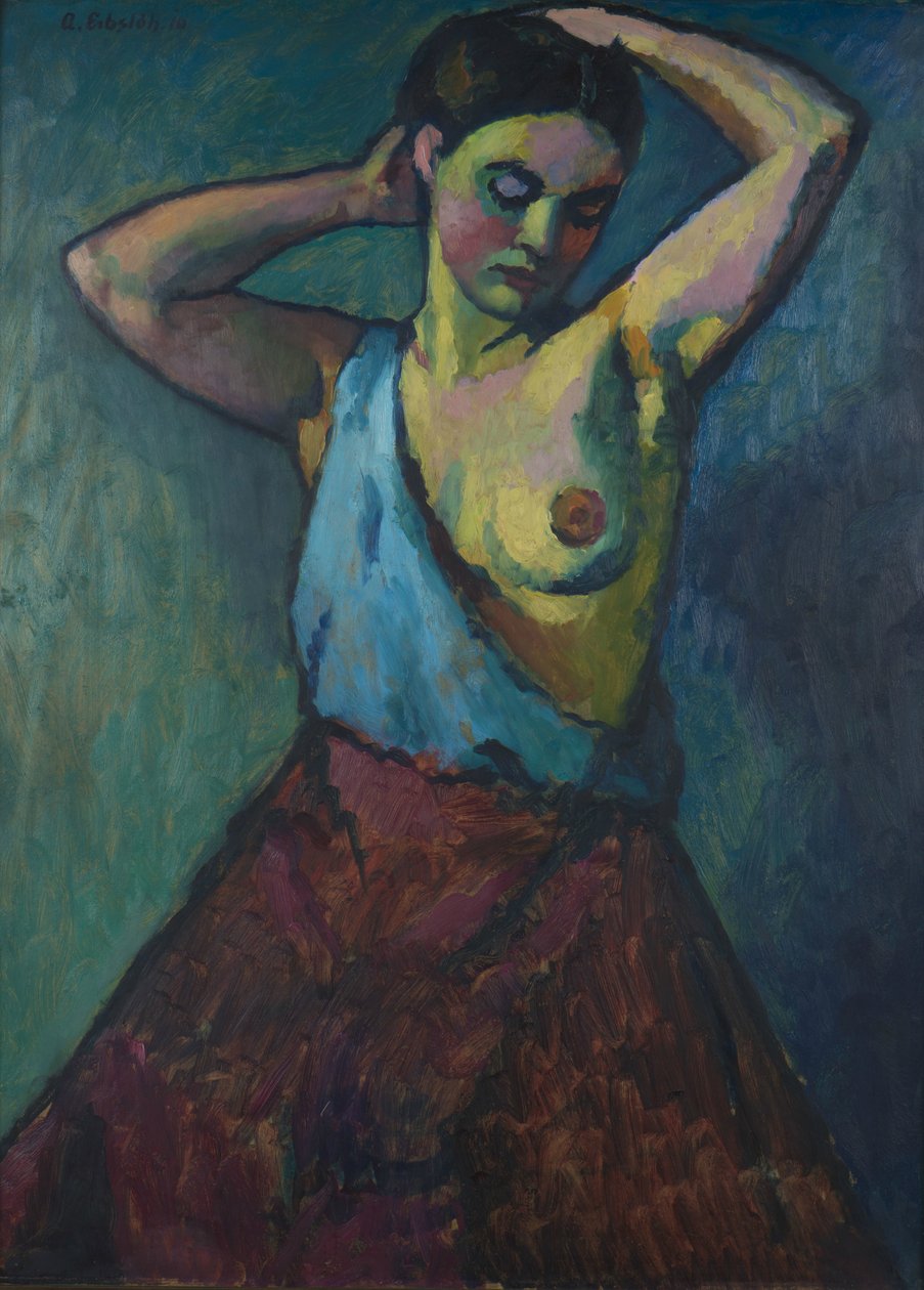 Mädchen mit rotem Rock, 1910 von Adolf Erbslöh