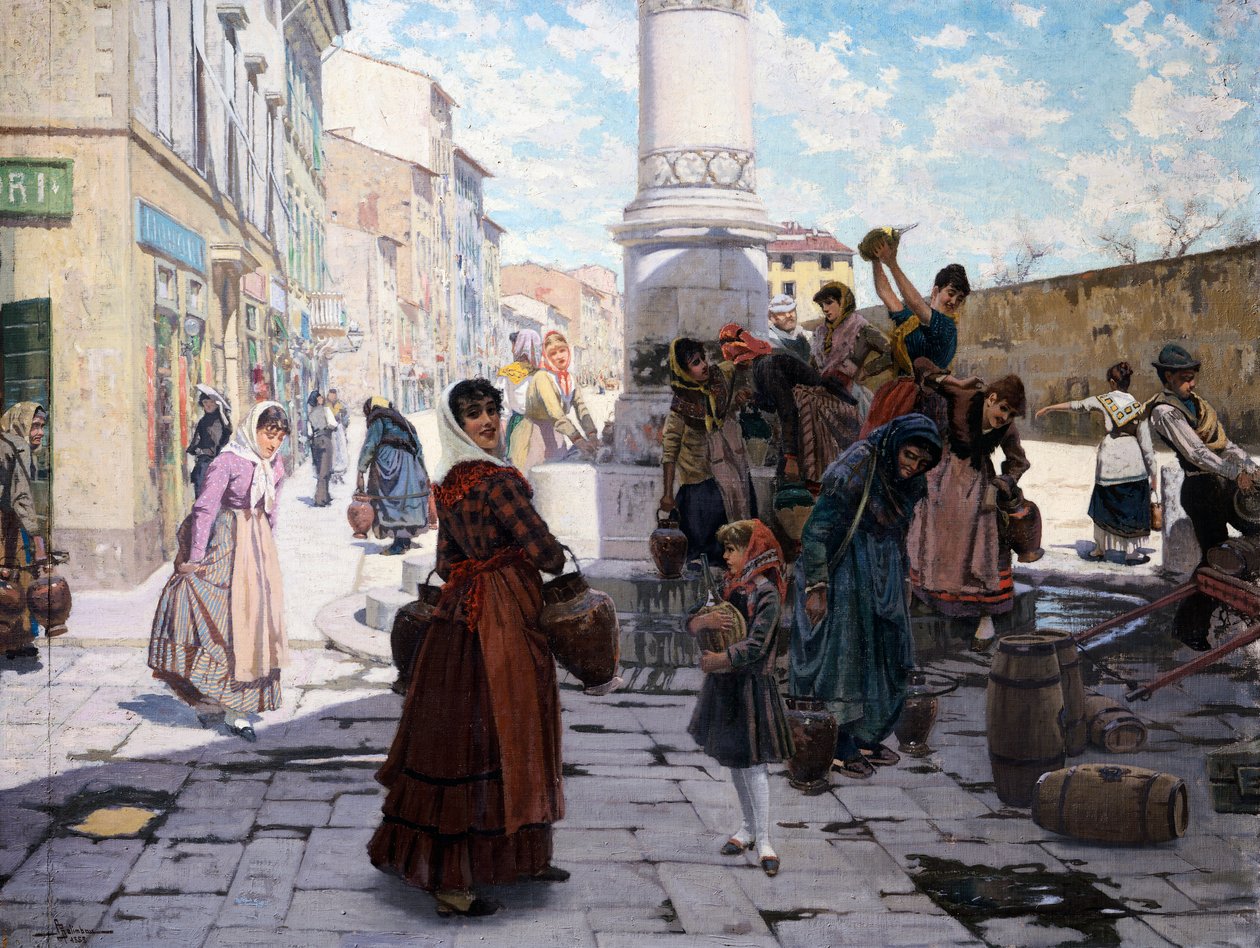 Frauen am Brunnen, von Adolfo Belimbau (1845-1935) von Adolfo Belimbau