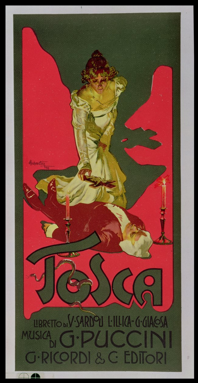 Tosca, Plakat zur Werbung für eine Aufführung von Adolfo Hohenstein