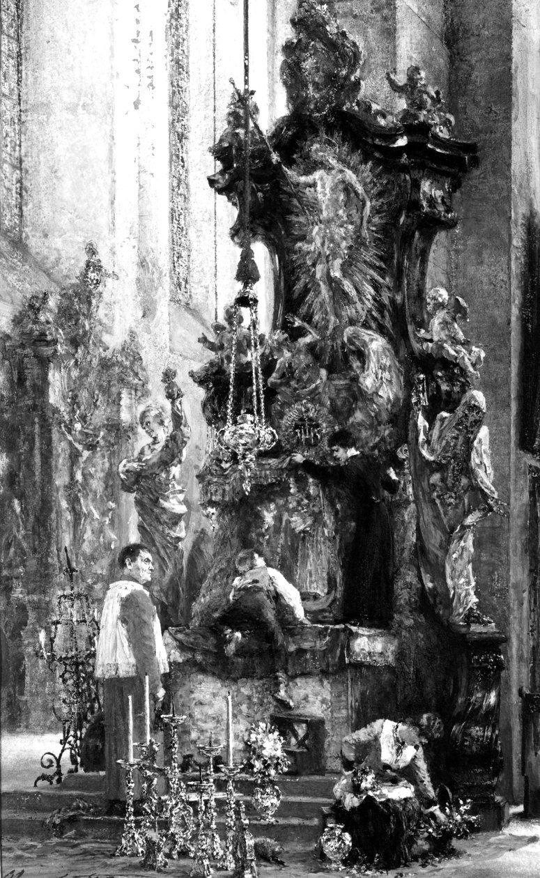 Zeichnung eines Altars, 1885 von Adolph Menzel