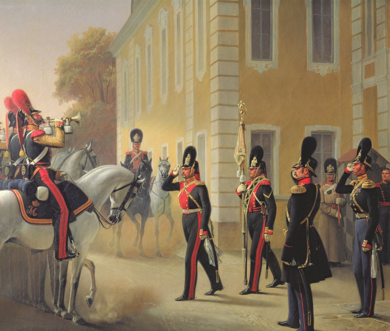 Parade der Standarte der Großen Palastwachen, 1853 von Adolph Gebens