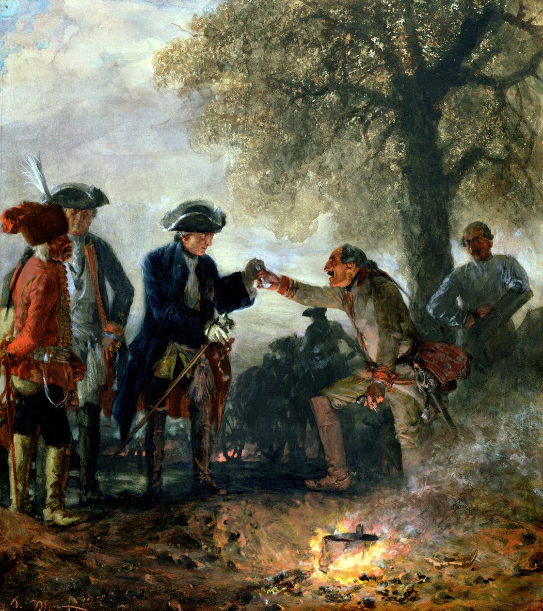 Friedrich der Große (1744-97) mit Zieten im Lager, 1852 von Adolph Menzel
