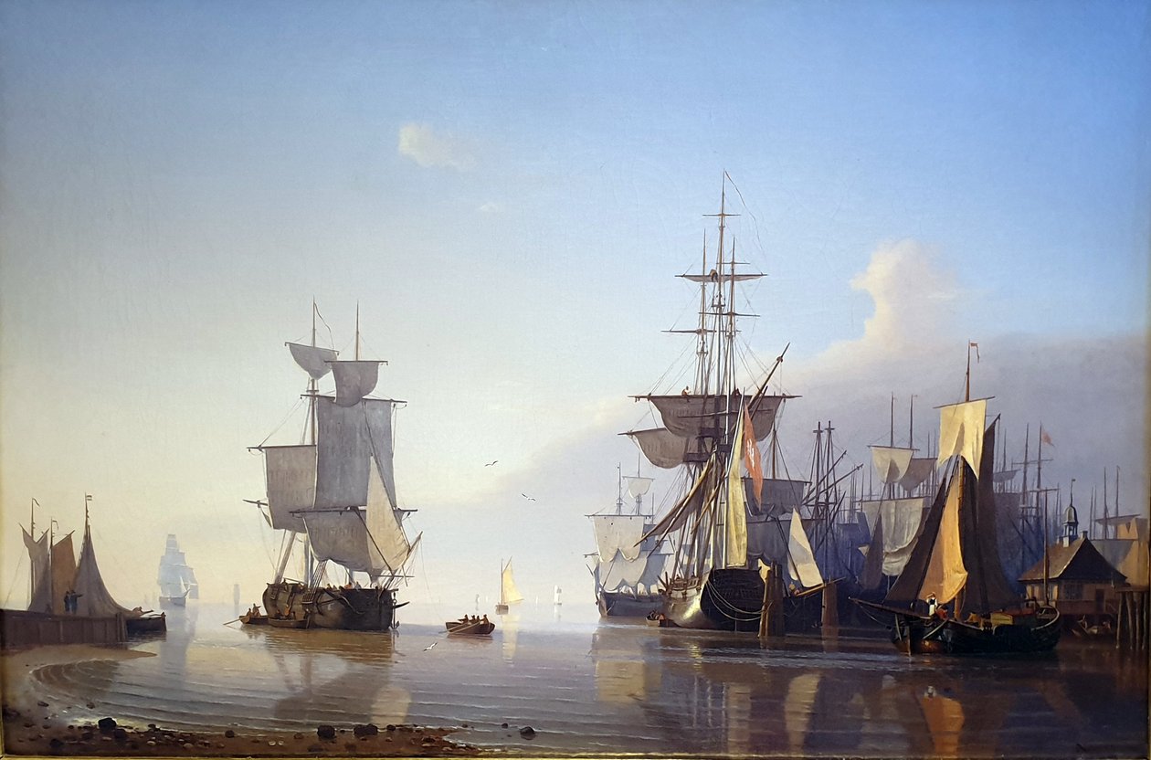 Marine mit Segelschiffen von Adolph Friedrich Vollmer