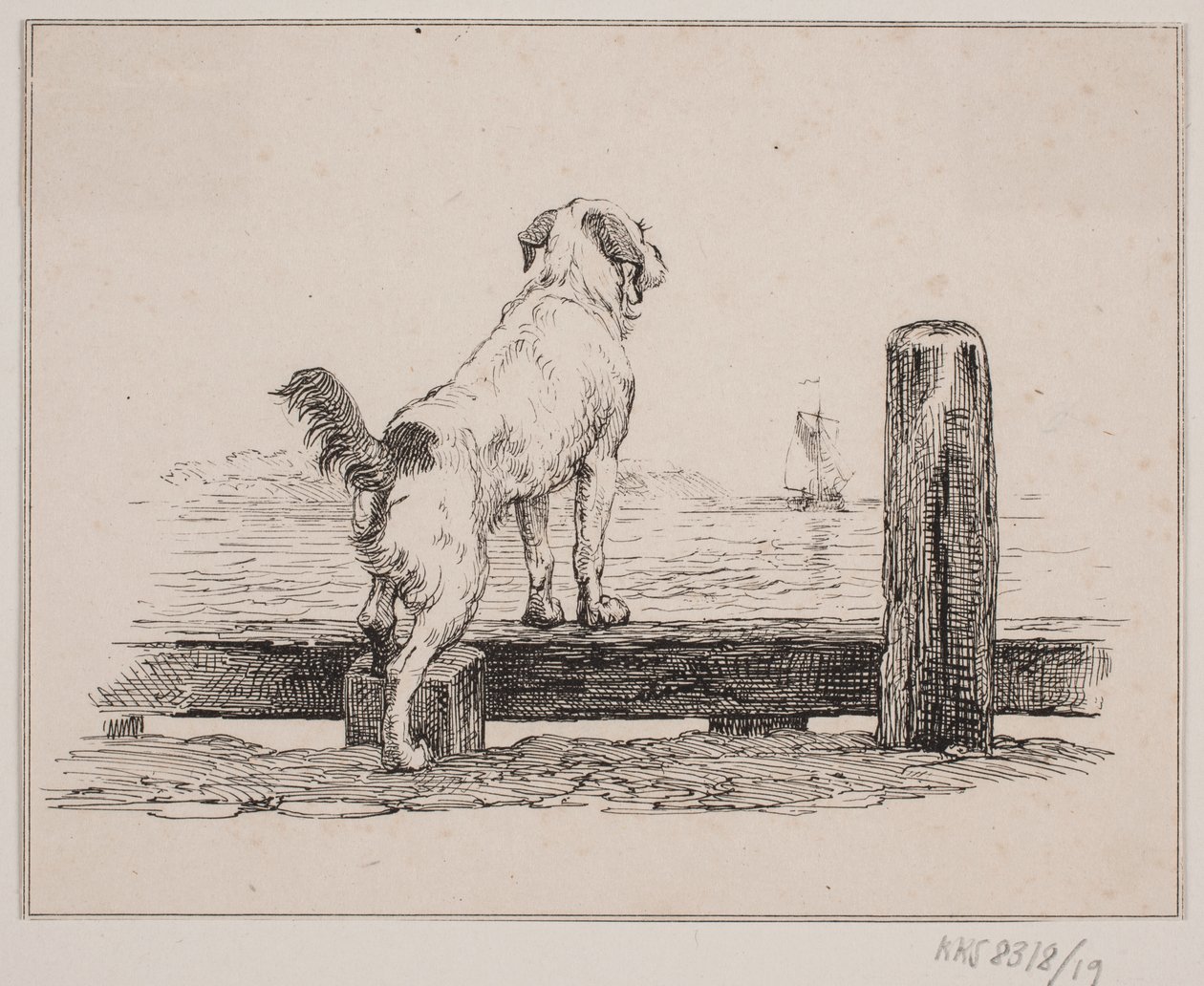 Hund am Strand von Johan Adolph Kittendorff