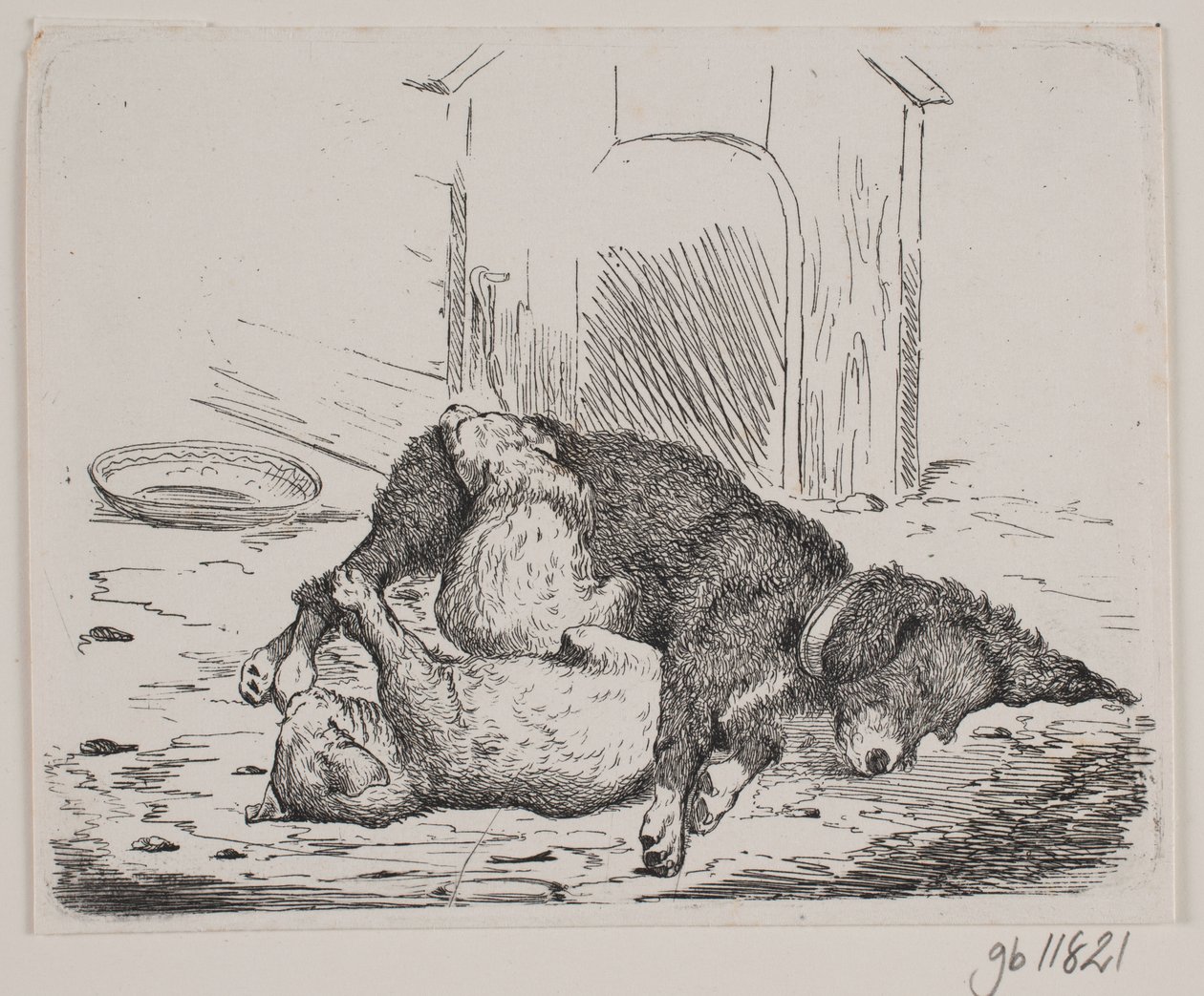 Kettenhund mit Welpe von Johan Adolph Kittendorff