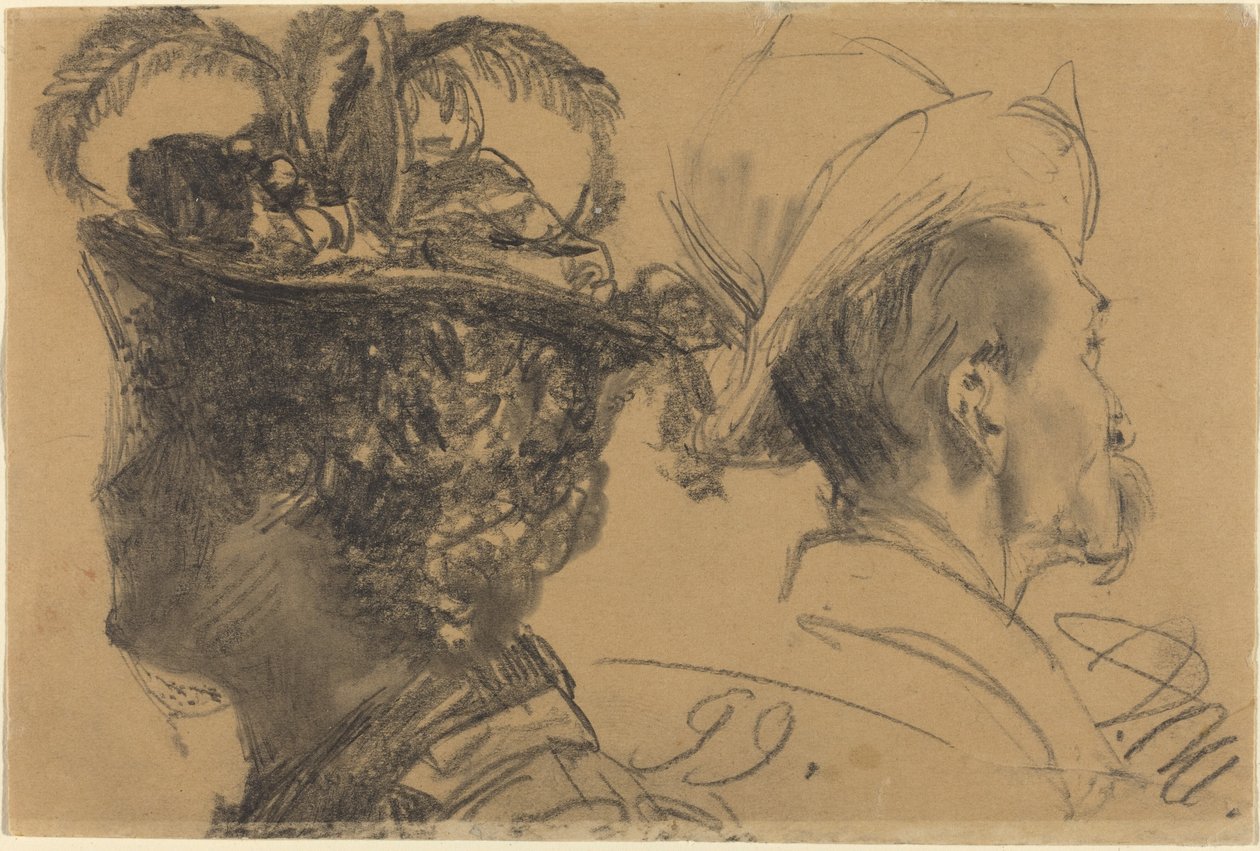 Köpfe eines Mannes und einer Frau von Adolph Menzel