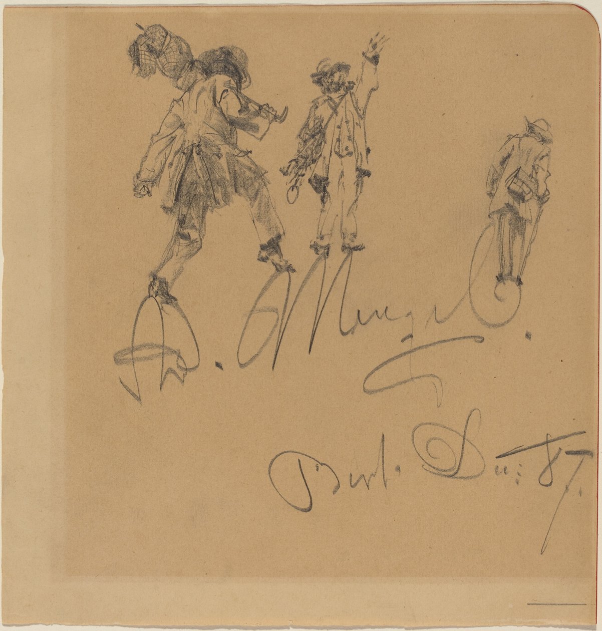 Drei Landstreicher auf der Signatur des Künstlers von Adolph Menzel