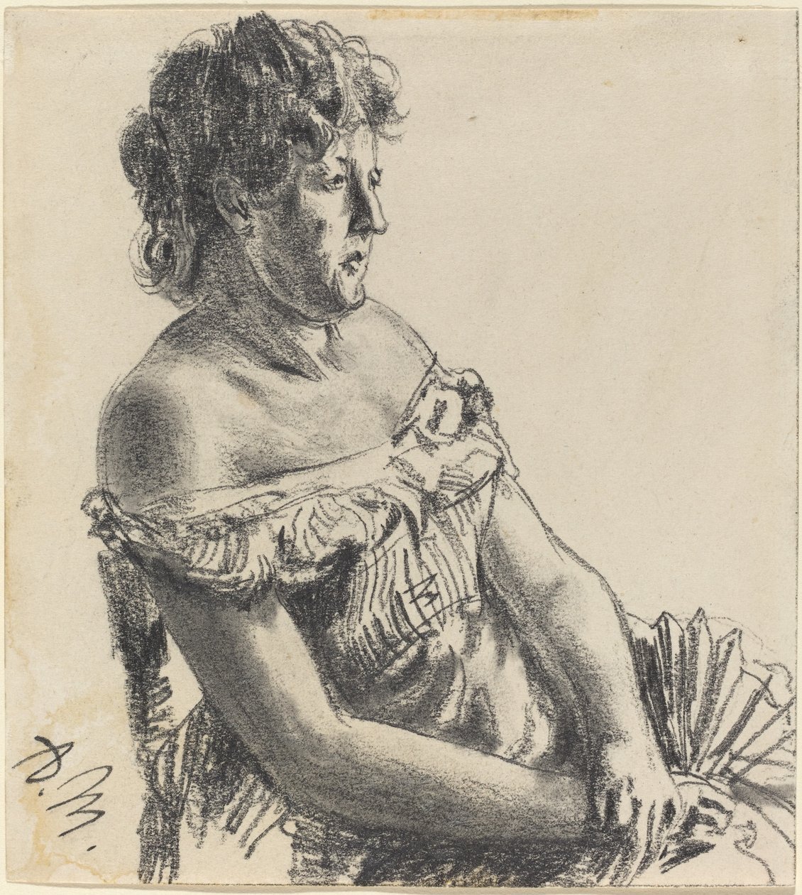 Frau im Hofkleid von Adolph Menzel