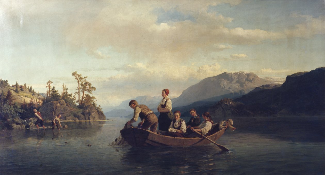 Abend in Krøderen von Adolph Tidemand