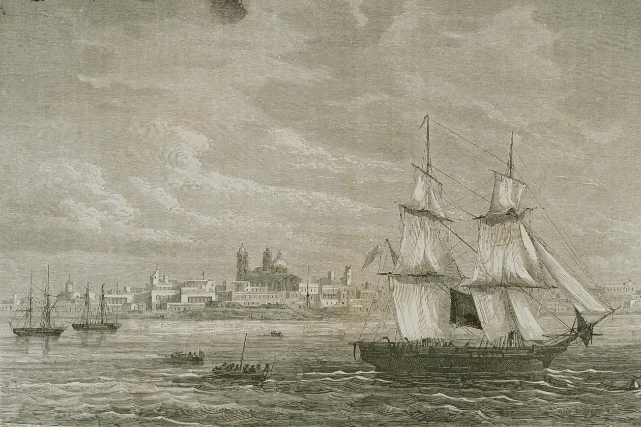 Ansicht von Montevideo, Uruguay, in den 1860er Jahren von Adolphe Gusman