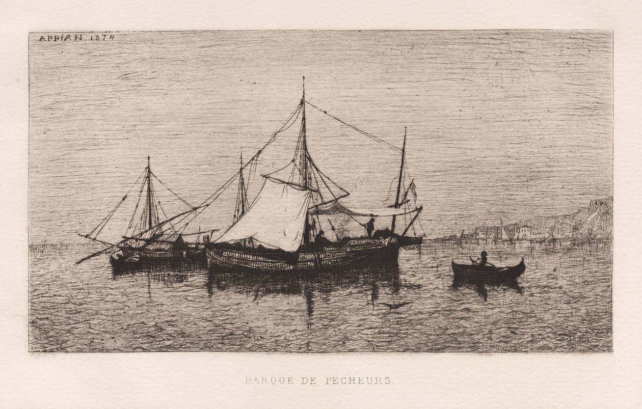 Fischerboot Küstenschiff Italienische Küste..., 1874 von Adolphe Appian