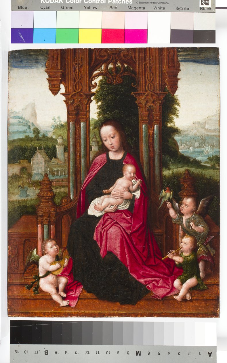 Madonna und Kind mit Engeln, ca. 1510-20 von Adriaen Isenbrandt or Isenbrant