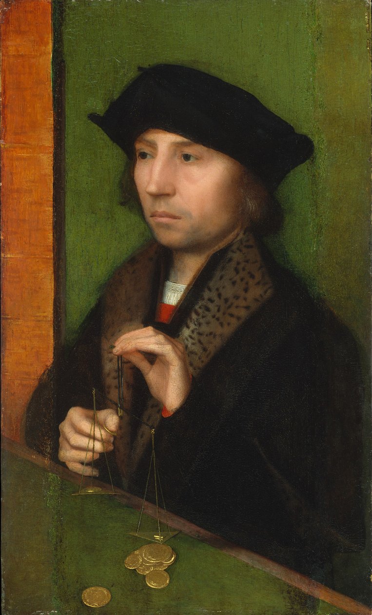 Mann, der Gold wiegt von Adriaen Isenbrandt or Isenbrant