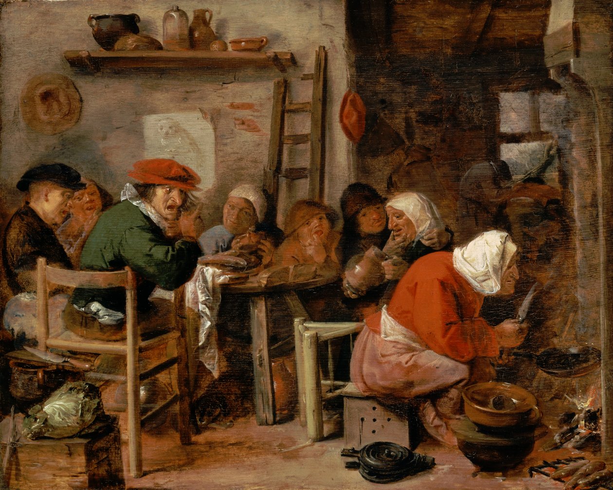 Frau macht Pfannkuchen von Adriaen Brouwer