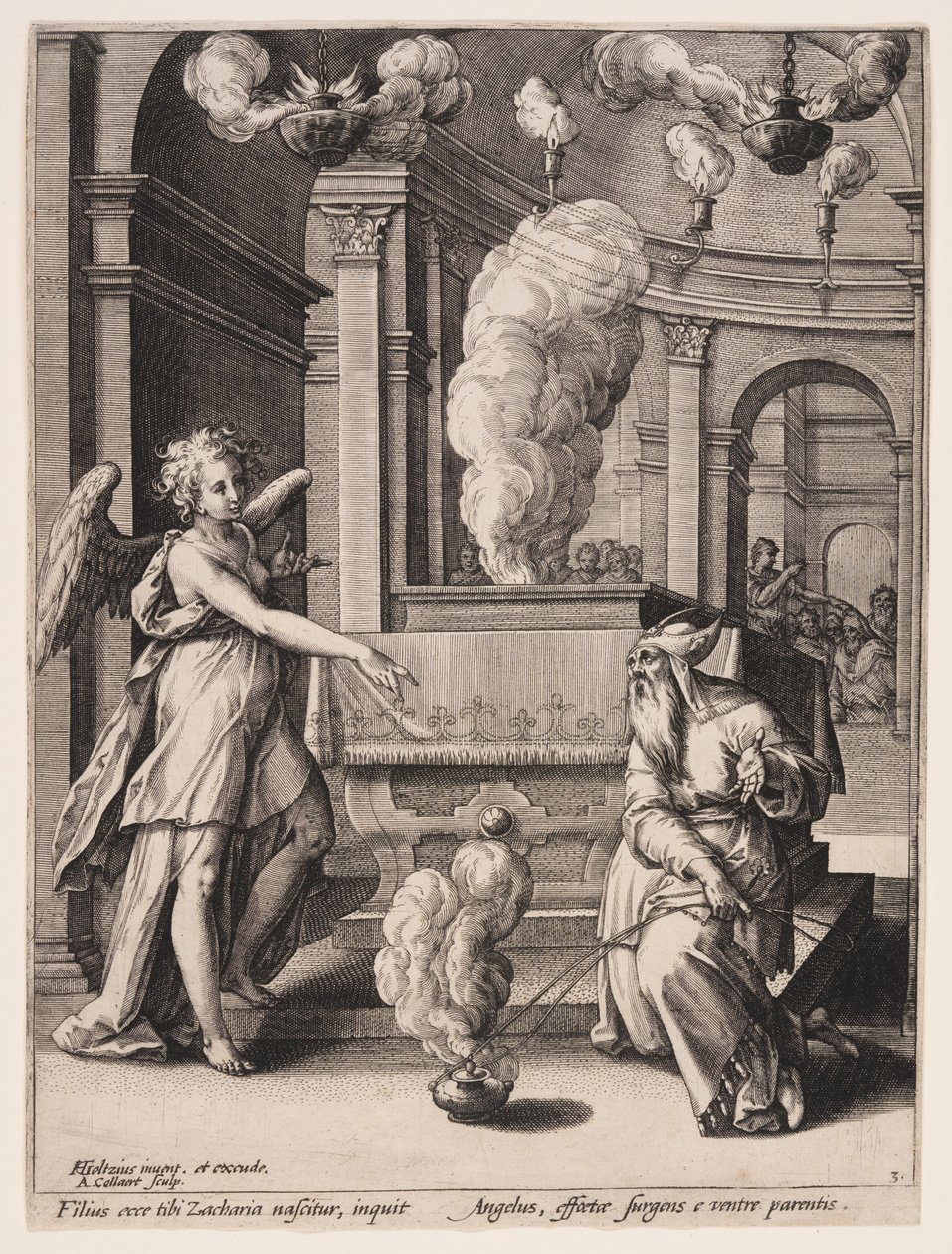Die Verkündigung der Geburt Johannes an Zacharias von Adriaen Collaert