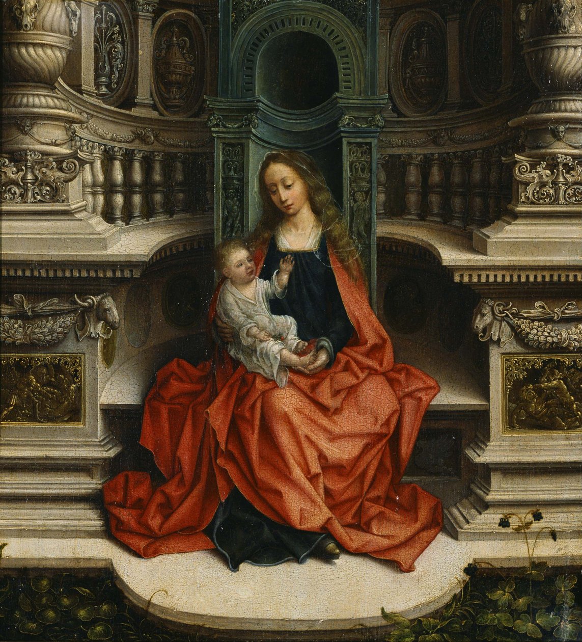 Die Madonna und das Kind auf dem Thron, 16. Jahrhundert von Adriaen Isenbrandt or Isenbrant