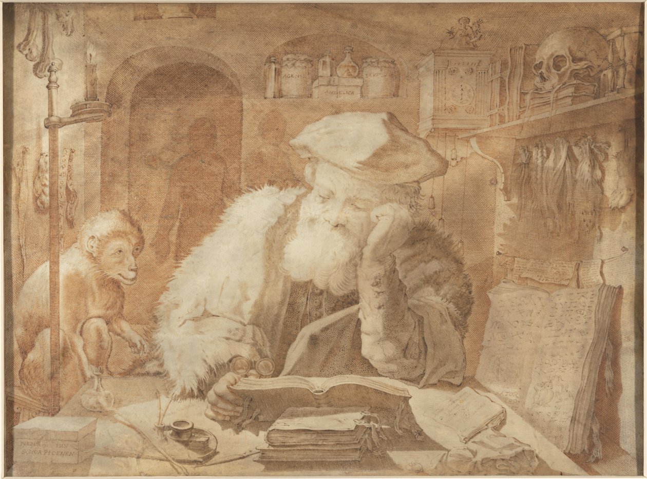 Dr. Faust in seinem Studierzimmer von Adriaen Matham