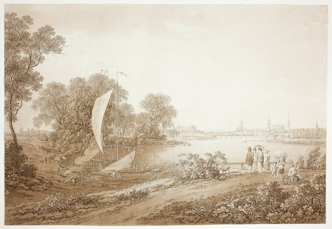 Blick auf Dresden von Pieschen von Adrian Zingg