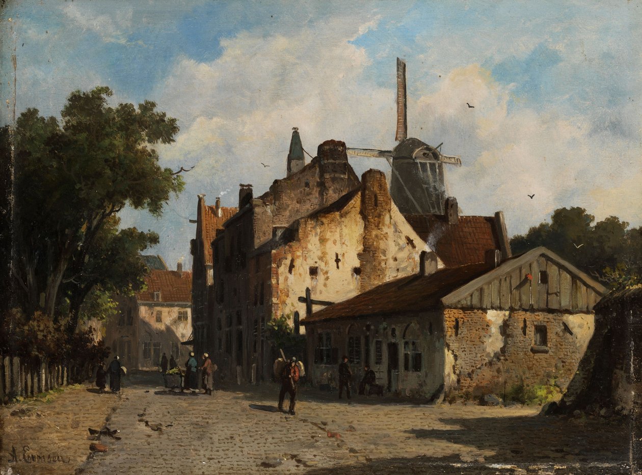 Blick in eine holländische Vorstadtstraße von Adrianus Eversen