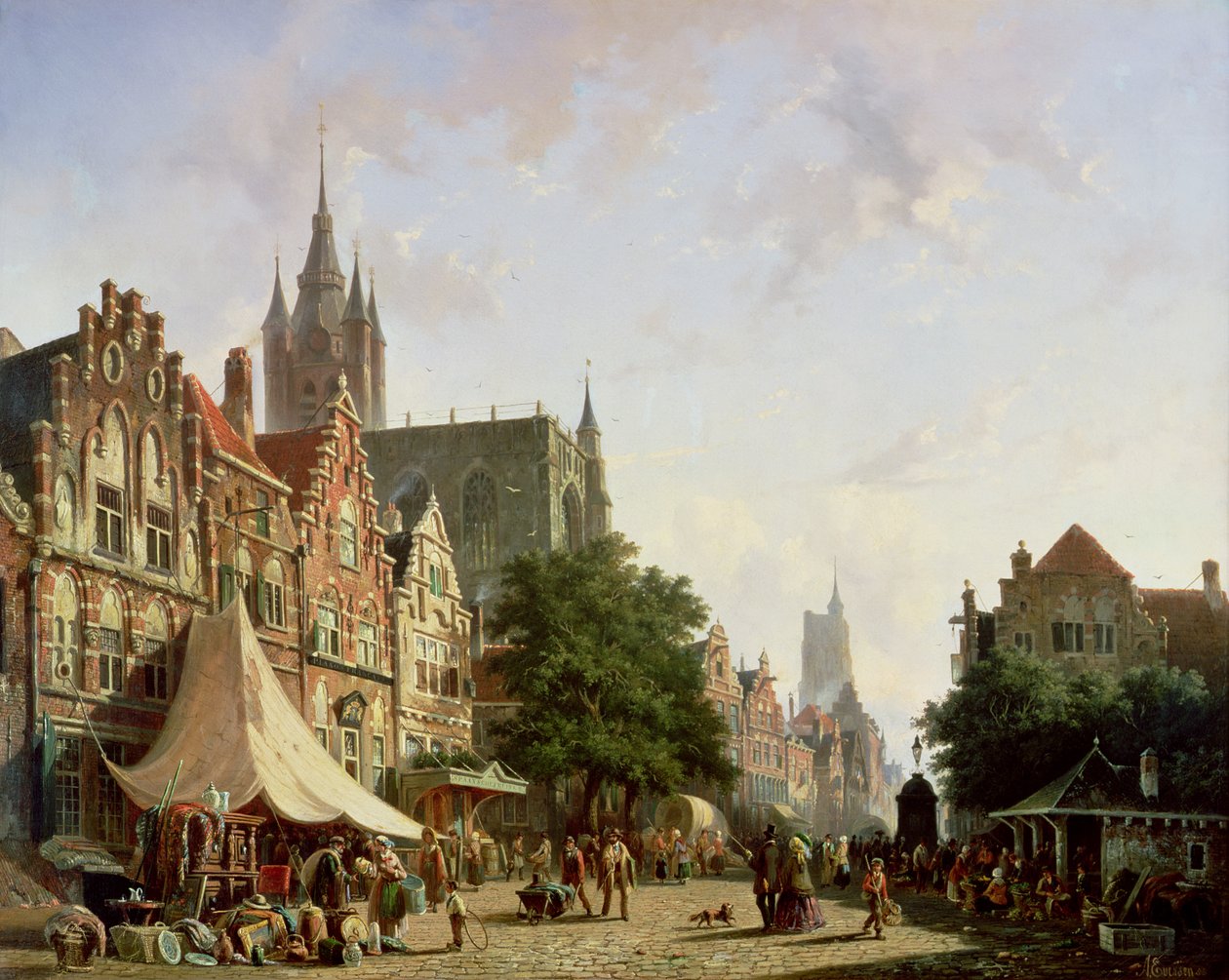 Niederländische Straßenszene von Adrianus Eversen