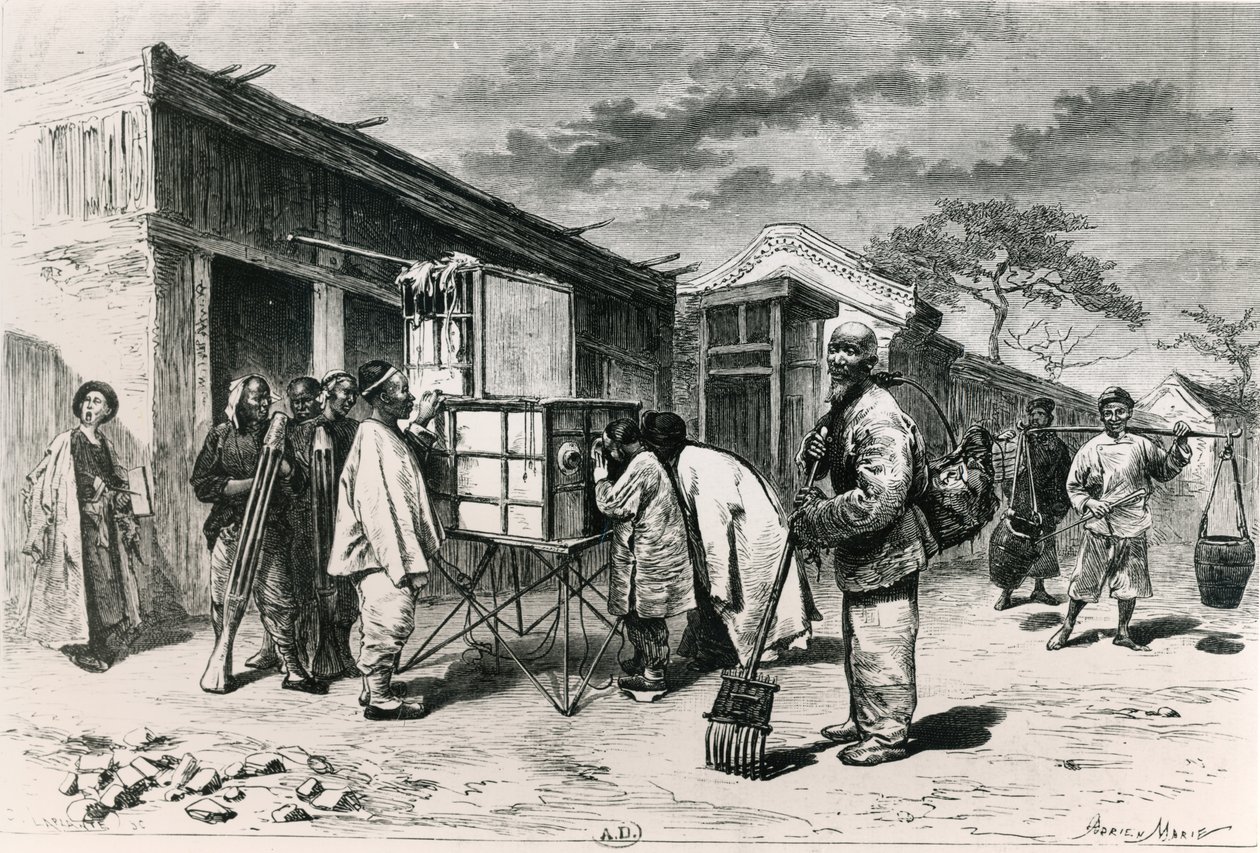 Ein Diorama auf einer Straße in Peking, 1873 von Adrien Emmanuel Marie