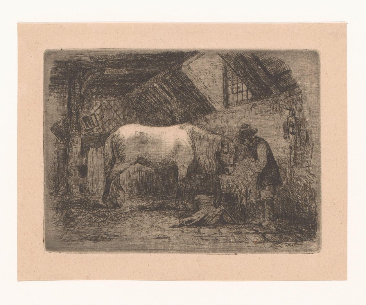 Pferd im Stall von Adrien Joseph Verhoeven Ball