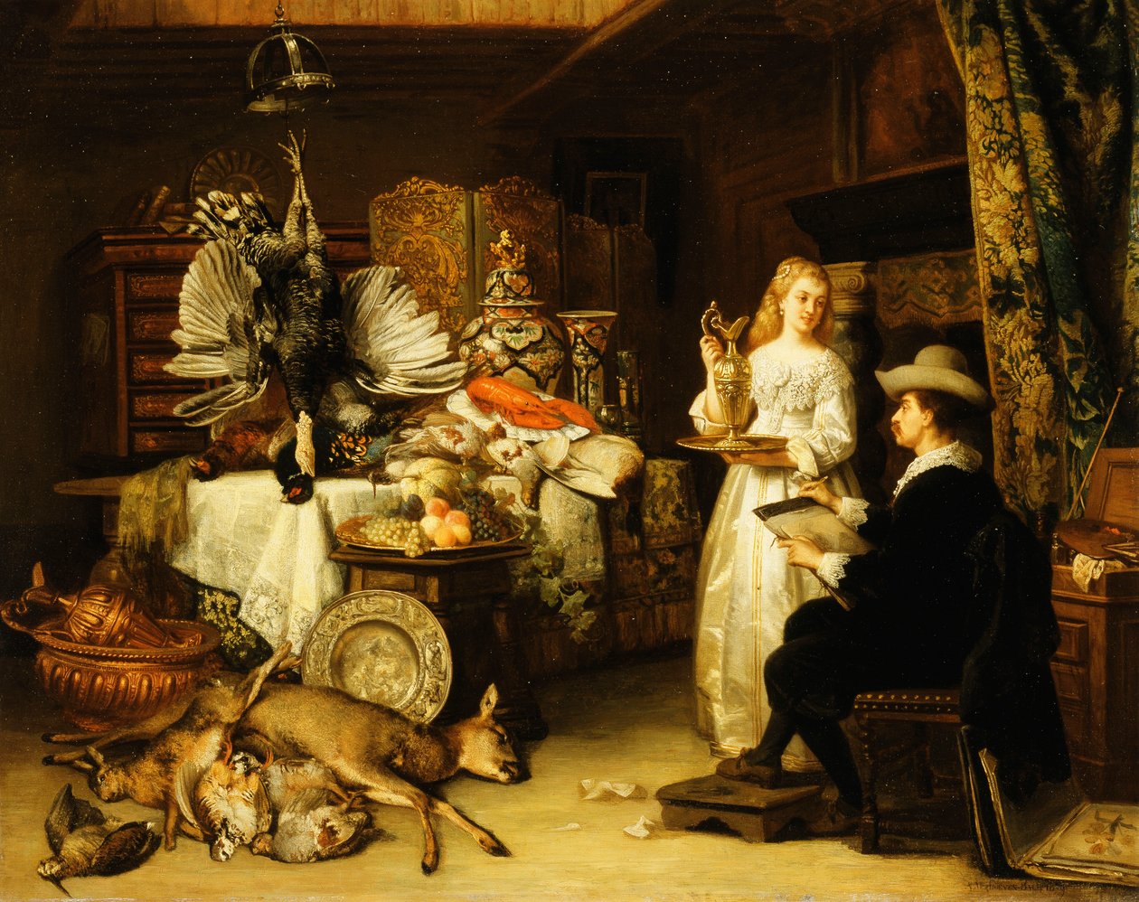 Das Atelier des Künstlers von Adrien Joseph Verhoven Ball