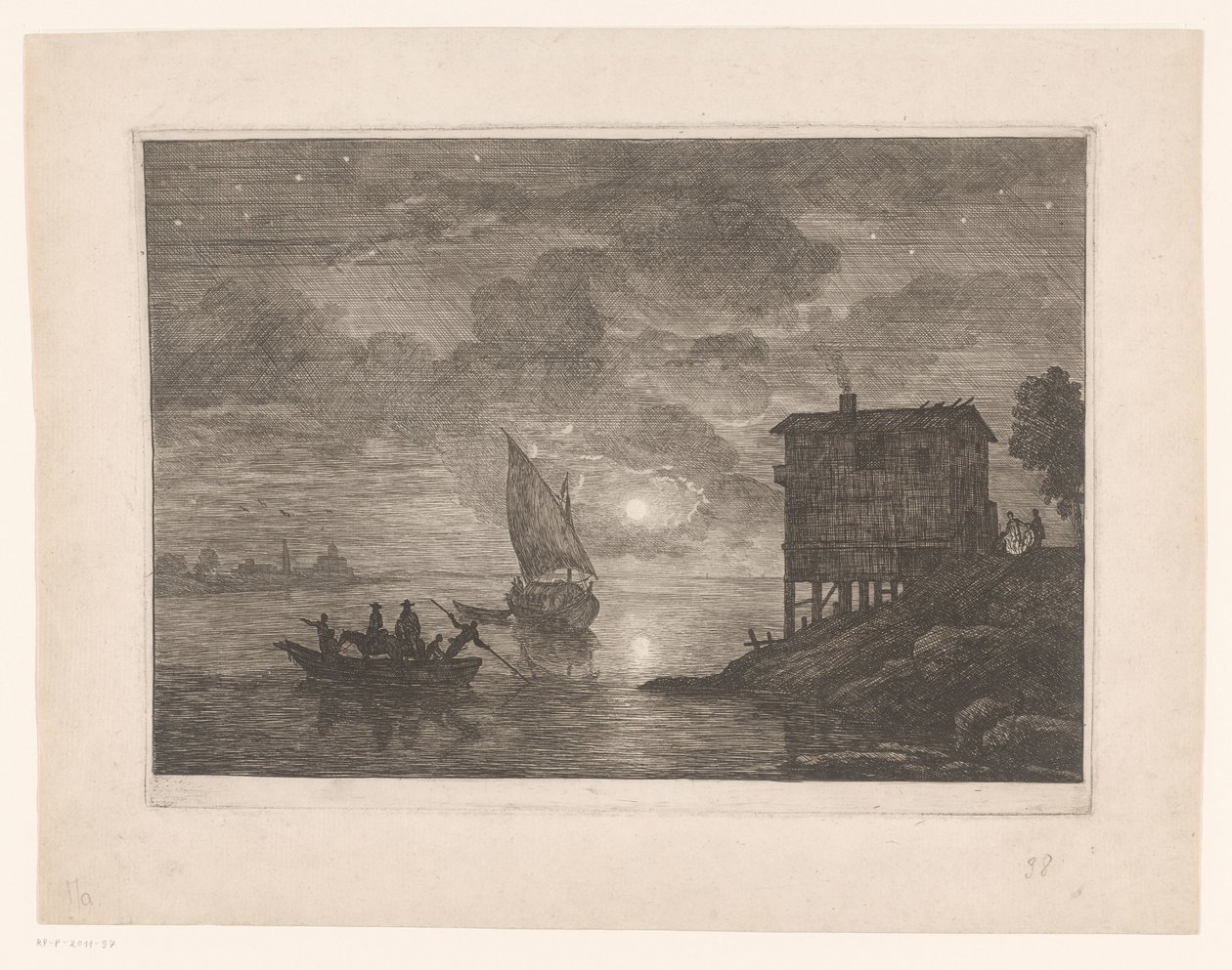 Fähre bei Nacht Le bac von Adrien Manglard (attributed to)