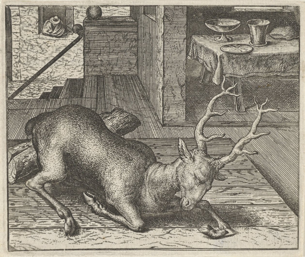 Fabel vom betrunkenen Hirsch von Egidius  Sadeler (II)