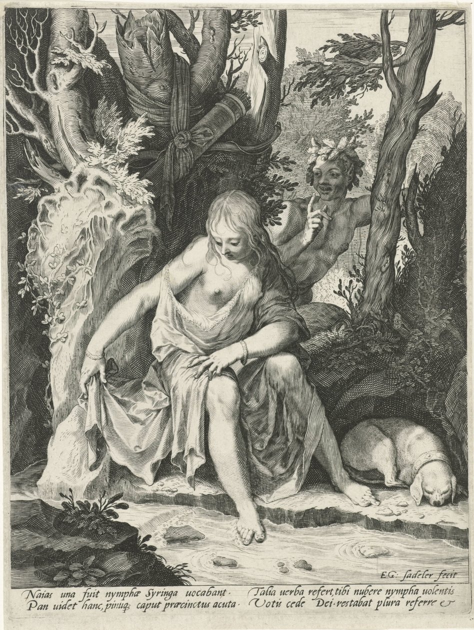 Pan beobachtet die Nymphe Syrinx von Egidius  Sadeler (II)