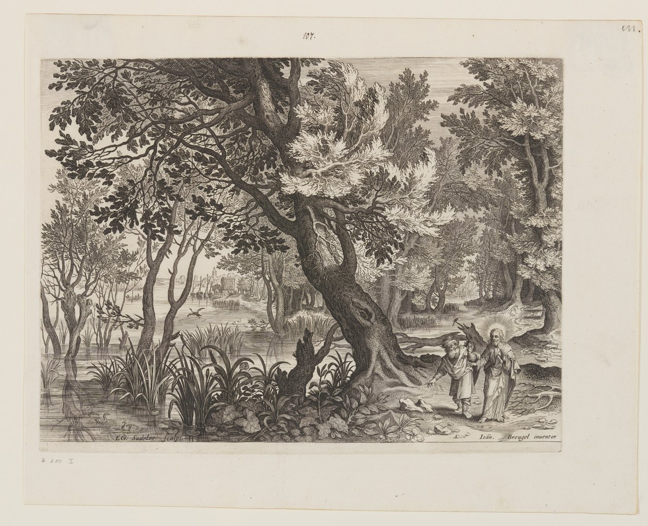 Flusslandschaft mit der Versuchung Christi von Aegidius Sadeler II