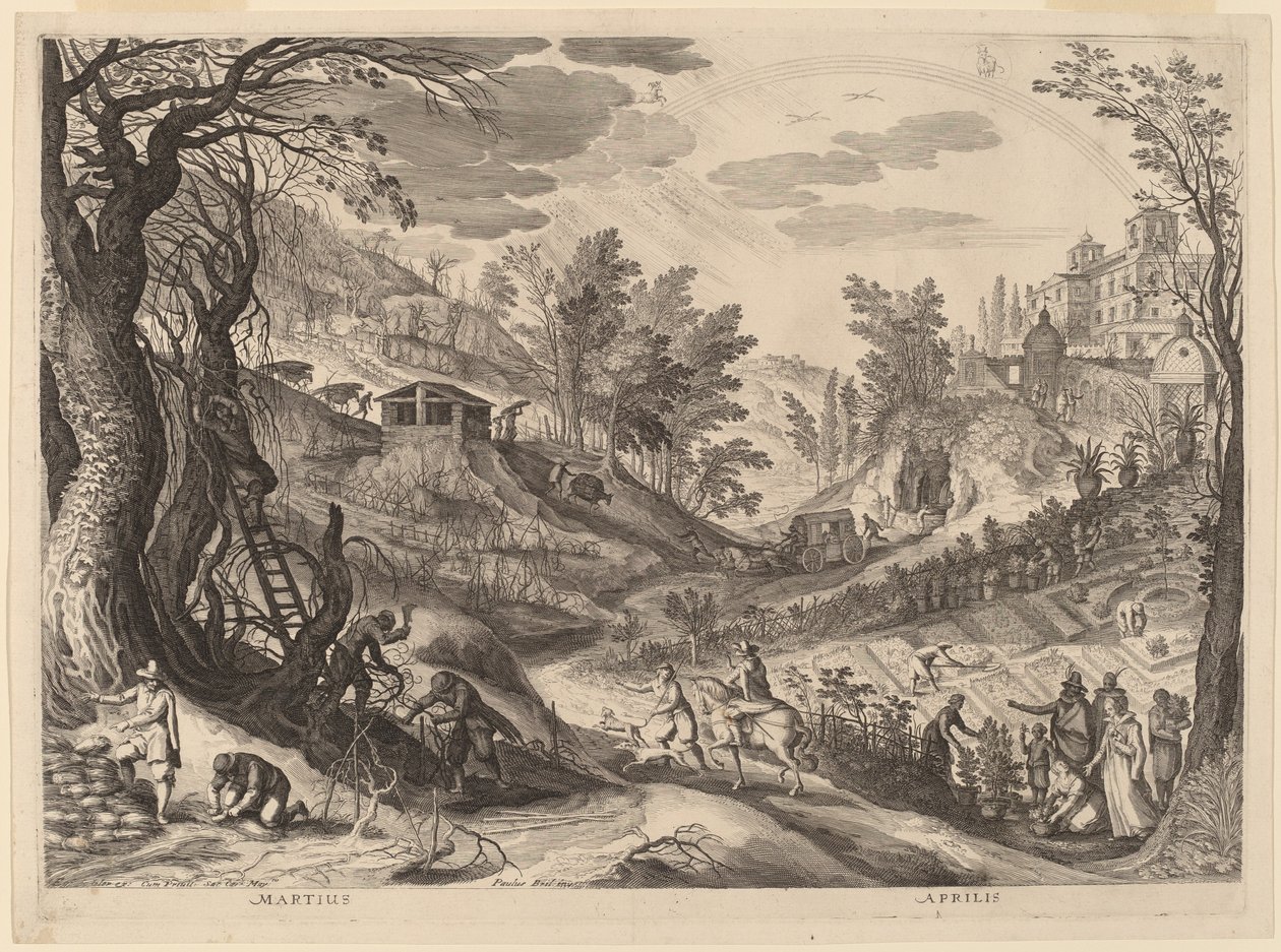 März und April von Aegidius Sadeler II after Paul Bril
