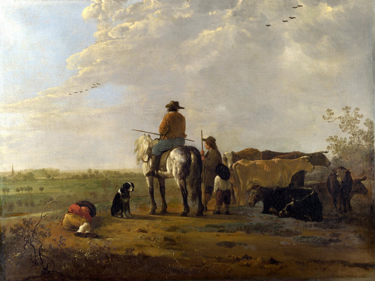 Landschaft mit Reiter, Hirten und Vieh von Aelbert Cuyp