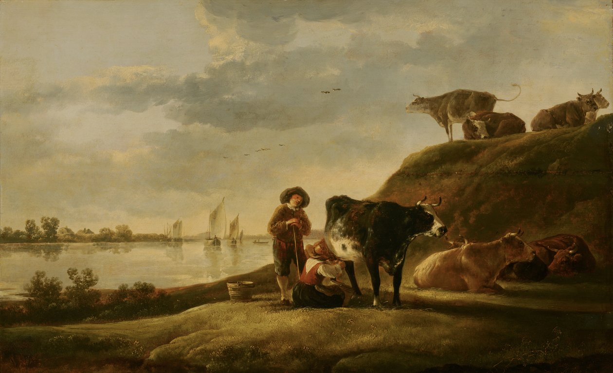 Vieh am Fluss von Aelbert Cuyp