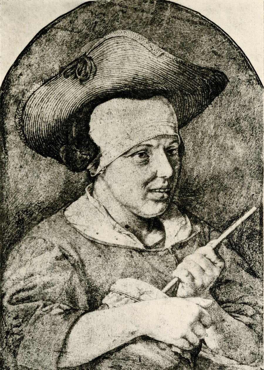 Frau mit Strohhut und Rommelpot von Aert Cosyn